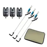 Сигналізатор клювання електронний для риболовлі, набір Hirisi в кейсі з 3 шт., фото 2