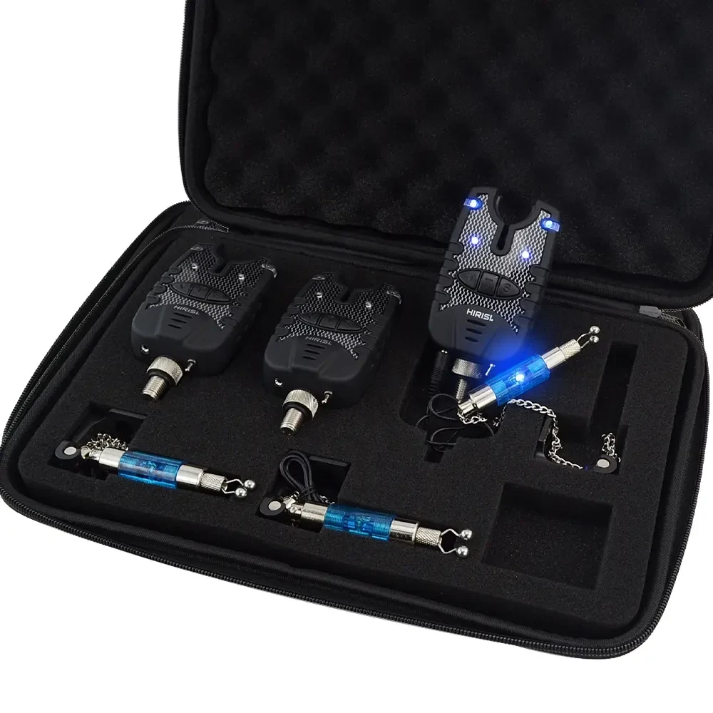 Сигналізатор клювання електронний для риболовлі, набір Hirisi в кейсі з 3 шт., фото 1