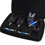 Набір електронних сигналізаторів клювання 3 шт. зі свингером для риболовлі Hirisi в кейсі, фото 2