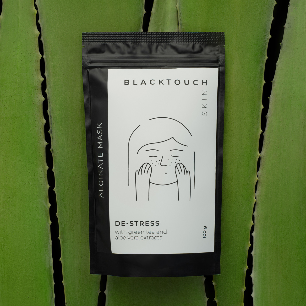 Альгінатна маска заспокійлива з екстрактом зеленого чаю і алое вера BLACKTOUCH 100 г
