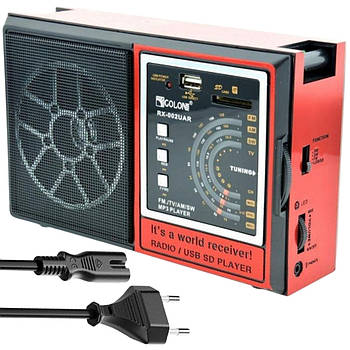 ФМ радіоприймач на батарейках або від мережі, USB/SD, RX-002UAR / Портативне радіо FM / Всехвильовий приймач