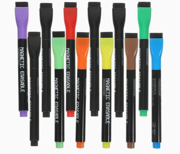 Набір маркерів для магнітно-маркерної дошки з магнітом, 8+4 шт, фото 1