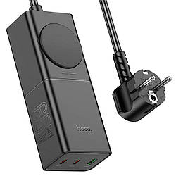 Мережевий зарядний пристрій HOCO NS4 Sharp PD65W(2C1A) desktop socket(EU/GER) Black