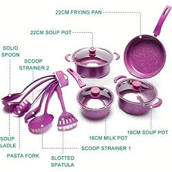 Набір каструль і сковорідок з антипригарним покриттям на 13 предметів