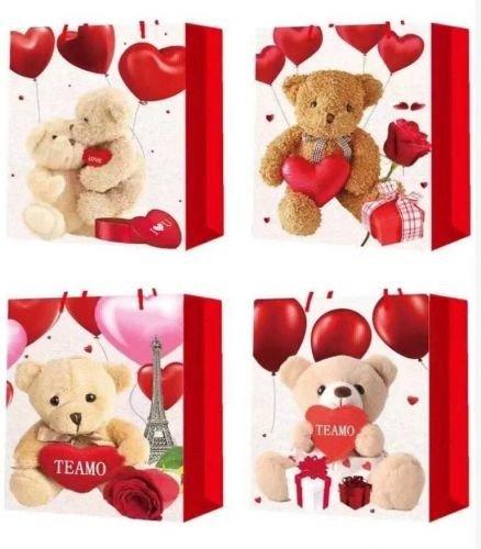 Подарункові пакети "Ведмедик Love 3D" S (18х24х8 см) 12 шт.