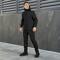 Костюм чоловічий soft shell на флісі куртка штани демісезонний зимовий комплект софт шел Setup чорний
