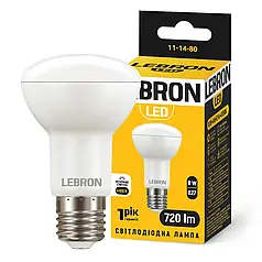 Світлодіодна LED лампа Lebron L-R63 8W E27 4100K 11-14-80