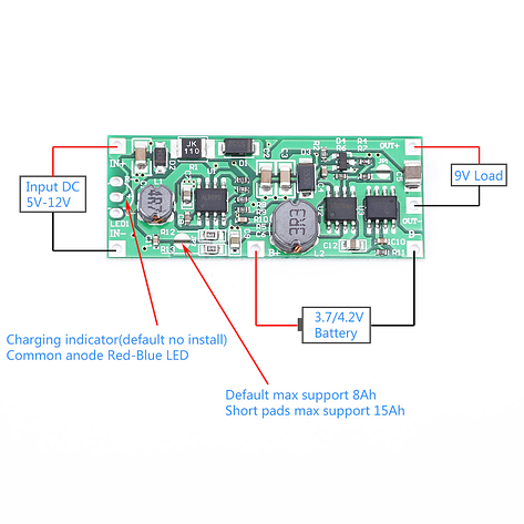 DC 9V Charging Step Up Booster Module for 18650 Lithium Battery UPS Voltage Converter Protection, фото 1