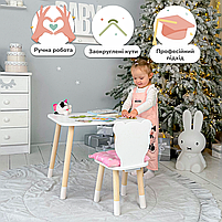 Прямокутний стіл з дерева 46х60х45 і стілець спинка в виді медведика 26.5х26х25, стільчик та столик для дівчинки,білим, фото 2