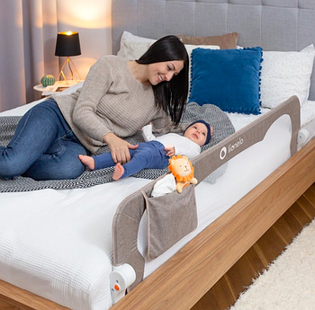 Дитячий захисний бортик для ліжка батьків Lionelo Eva Beige melange 150х42см Польща