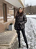 Жіноча зимова куртка з водовідштовхувальної плащової тканини з еко-хутром на капюшоні, фото 4