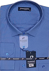 Сорочки чоловічі батал велетні Passero vd-0145 класична в клітку Туреччина, ошатна синя стильна 5XL