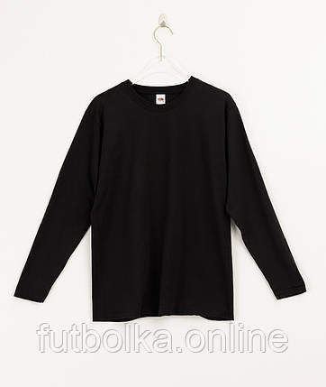 Чорна чоловіча футболка з довгим рукавом базова Valueweight long sleeve Fruit of the loom, фото 1