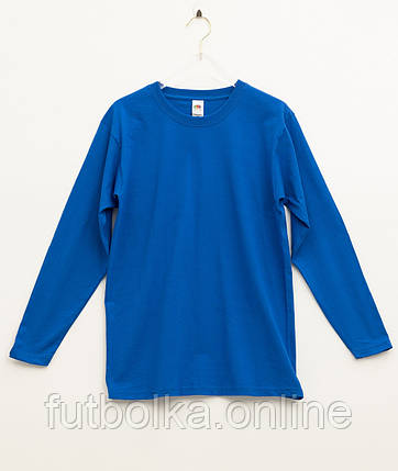 Яскраво-Синя чоловіча футболка з довгим рукавом базова Valueweight long sleeve Fruit of the loom, фото 1