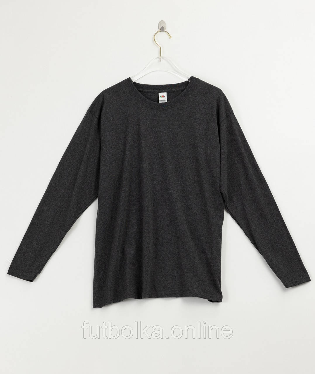 Темно-Сіра Меланж чоловіча футболка з довгим рукавом базова Valueweight long sleeve Fruit of the loom