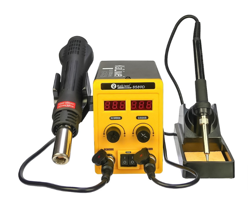 Паяльна станція KaiLiwei 8589D фен з датчиком нахилу, термоелемент Hakko