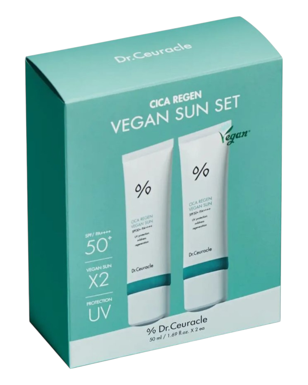 Набір сонцезахисних кремів з центелою Dr.Ceuracle Cica Regen Vegan Sun Set DUO 2в1