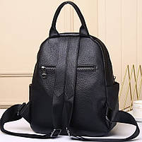 Якісний жіночий шкіряний рюкзак під рептилію 23х30х13, жіноча сумка на спину зміїний принт, чорна, фото 10