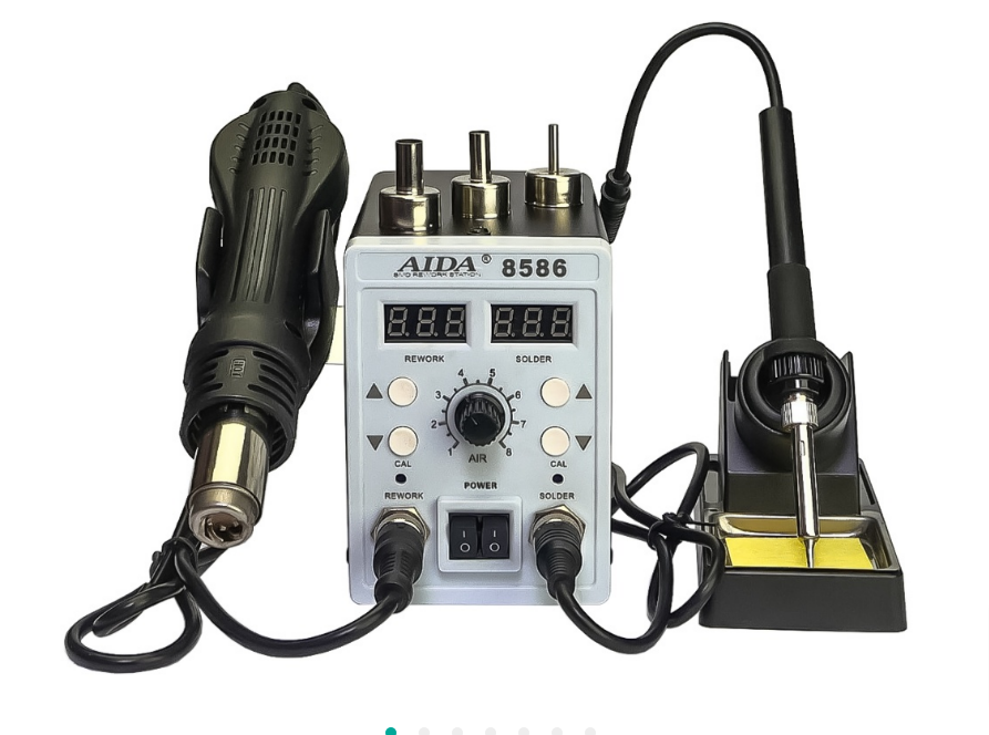 Паяльна станція Aida 8586 (фен, паяльник із жалом Hakko)