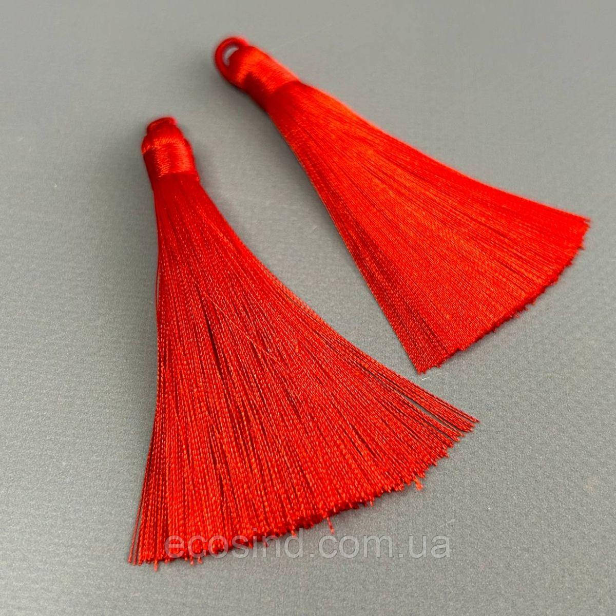 Шовкові китиці для сережок 8 см червоний, фото 1