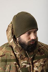 Шапка Пряма Олива В'язана