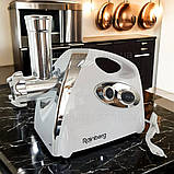 Електром'ясорубка соковижималка 3800 Вт Rainberg шнекова з насадкою кеббе 3 решітками для фаршу і реверсом, фото 4