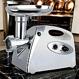 Електром'ясорубка соковижималка 3800 Вт Rainberg шнекова з насадкою кеббе 3 решітками для фаршу і реверсом, фото 2