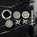 Електром'ясорубка соковижималка 3800 Вт Rainberg шнекова з насадкою кеббе 3 решітками для фаршу і реверсом, фото 5