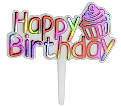 Топер міні - Happy Birthday різнокольоровий