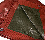 Тент двоколірний зелено-жовтогарячий 80 г/м2 8 х 10 м, тент від дощу та сонця, тенти з кільцями для укриття та захисту, фото 4