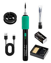 Паяльний набір PS-0615 портативний паяльник 15Вт / 260-450°C / жала 3 шт / припій / флюс / підставка / USB 5В
