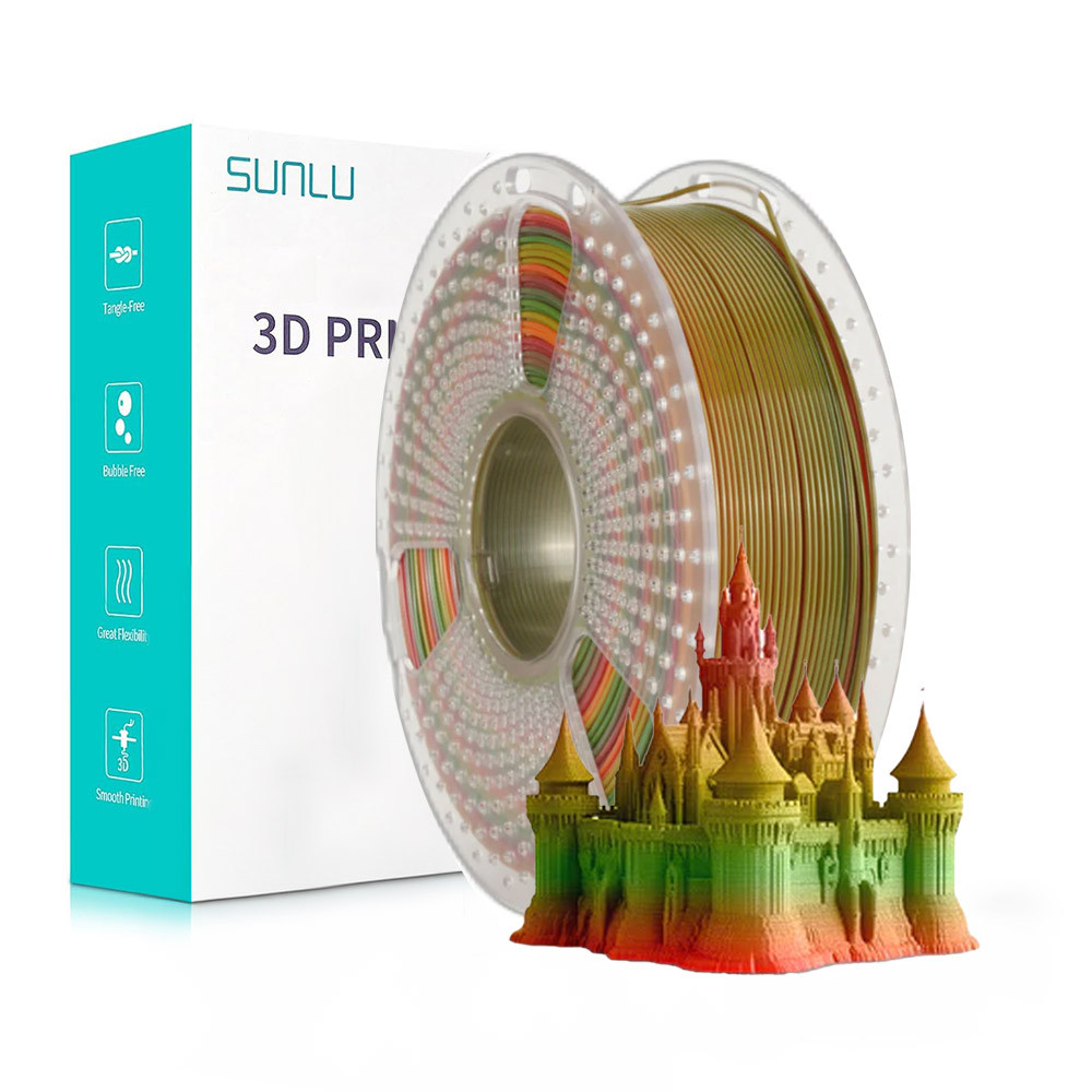 Пластик SUNLU PETG  Rainbow, Reusable Spool, 1.75мм, 1кг, 230-260°C, Веселка філамент для 3Д-друку, фото 1
