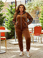 Велюровий жіночий костюм спортивно-прогулянковий,кофта с капюшоном штани на манжеті
