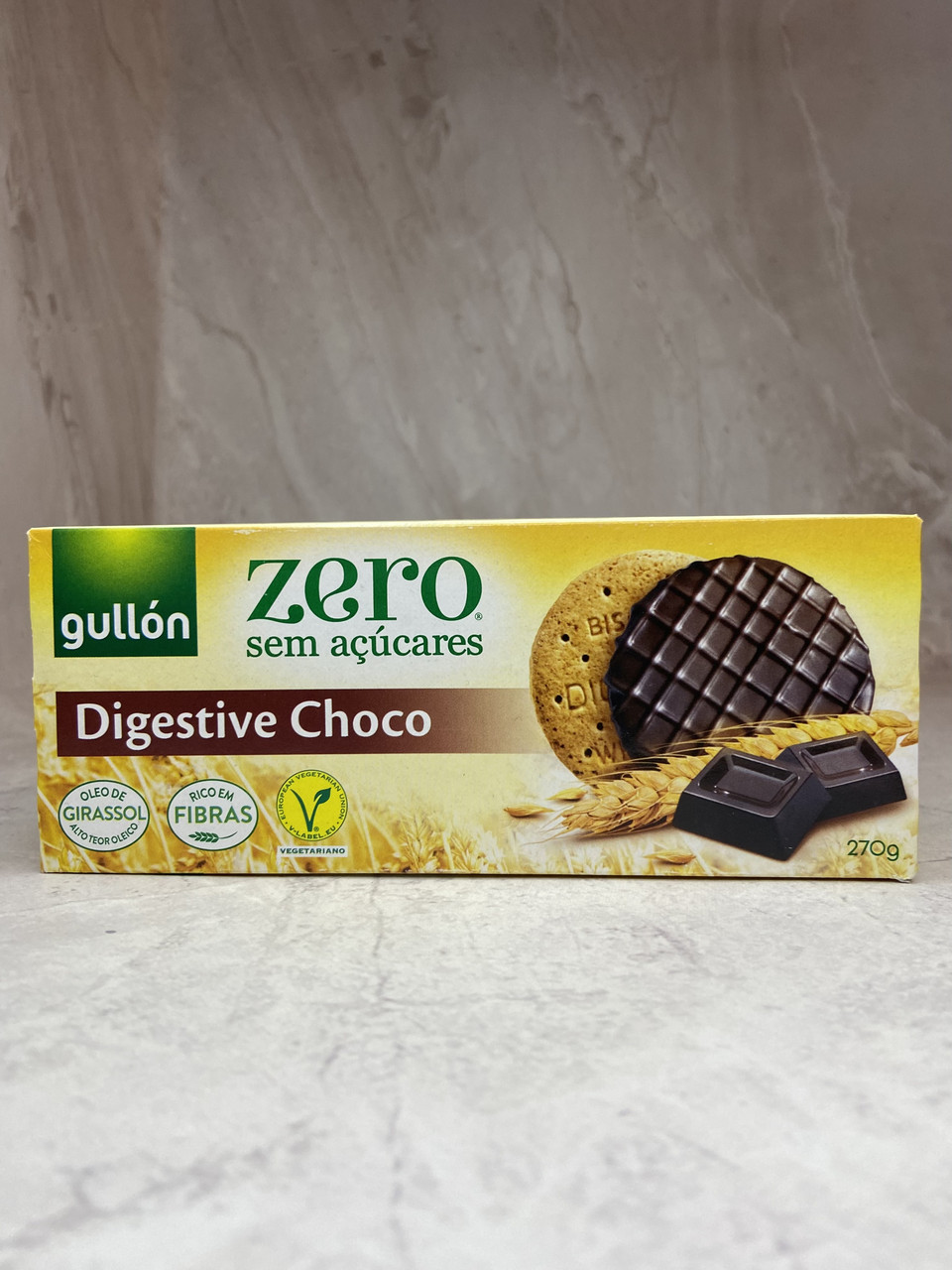 Печиво без цукру GULLON ZERO Digestive Choco вкрите темним шоколадом, 270 г