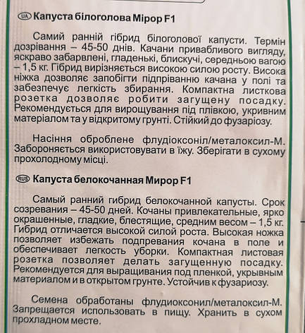 Капуста Мірор F1 20нас, фото 2