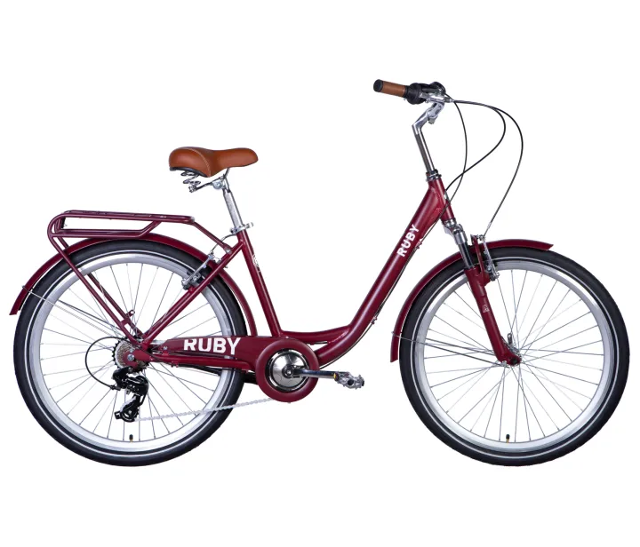 Велосипед AL 26" Dorozhnik RUBY Vbr FR рама-17" темно-червоний (м) 2024 крила, крило пер., крило зад., підніжка, дзвоник, фото 1