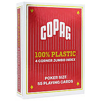 Пластикові гральні карти | Copag 4 Corner Jumbo Index червона, фото 3