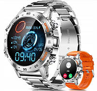 Армейские смарт часы для военных противоударные, смарт часы тактические лучшие удобные Smart uwatch серебро