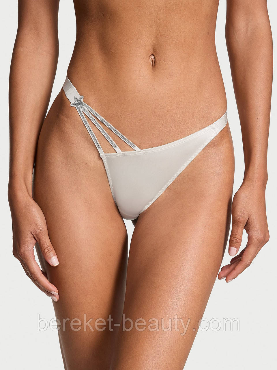 Трусики зі стразами Victoria's Secret Starstruck Shine Brazilian Panty, Delfin Grey, S 667560266392