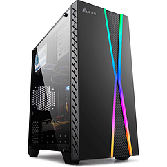 Корпус Mini-Tower з БЖ 500Вт  GOLDEN FIELD M8B (скло, без вентиляторів, LED-Light, 1xUSB3.0, висота кулера