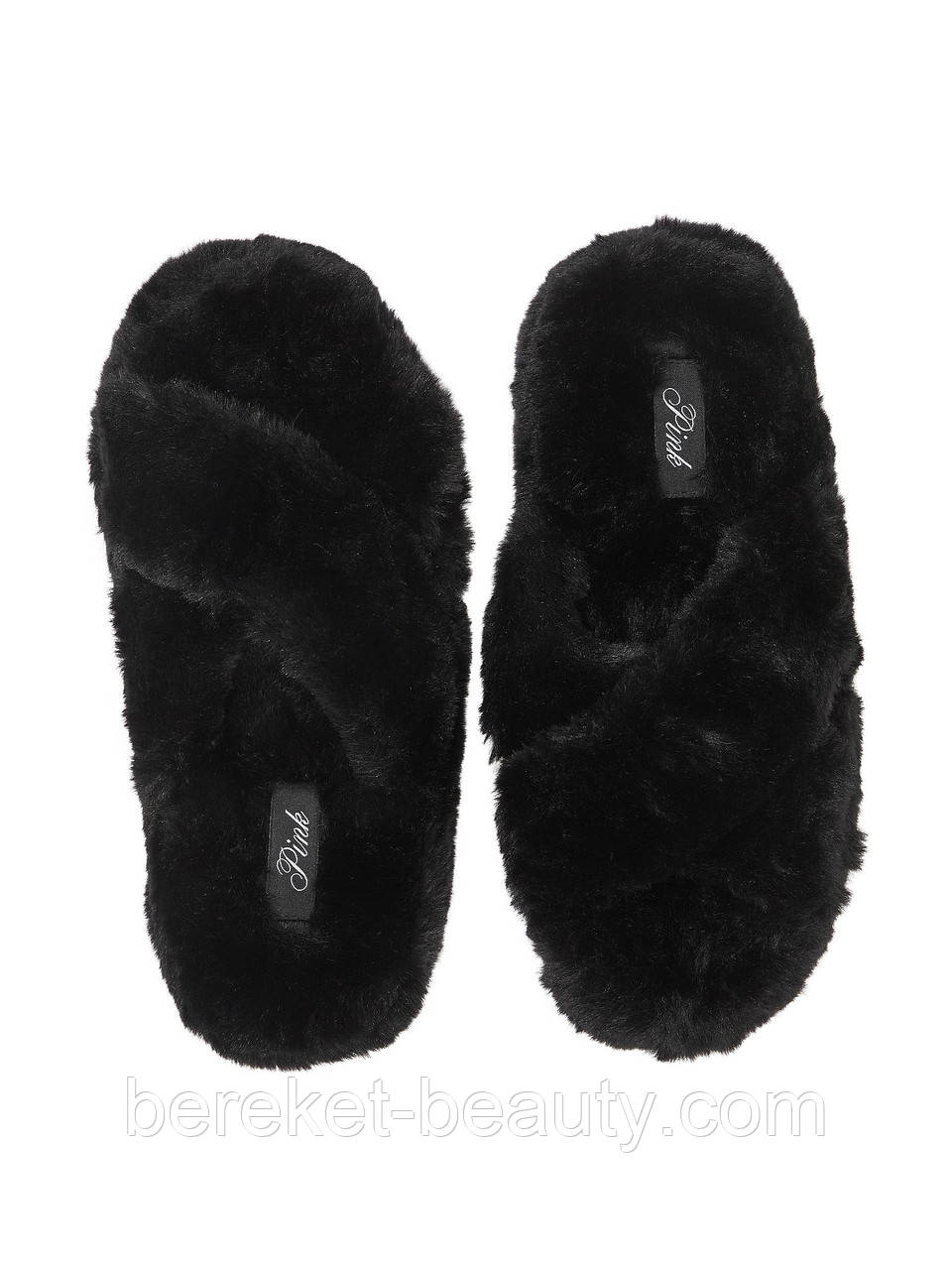 Капці домашні Victoria's Secret Faux Fur Platform Slipper, Black, M