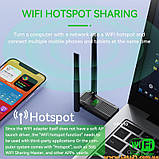 Дводіапазонний WIFI USB адаптер 1200 mbps 2.4 ГГц 5ГГц USB 3.0 портативний зовнішній мережева карта usb wifi 5g 1200 мбіт/с, фото 3