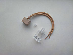 10 мл авто Круглий скляний прозорий ароматизатор флакон, підвісний атомайзер з коричневою кришкою для ефірних масла, фото 2