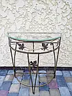 Стіл кований напівкруглий на 3 ніжках зі склом пристінний, ширина 59 см, Хатинка, фото 5