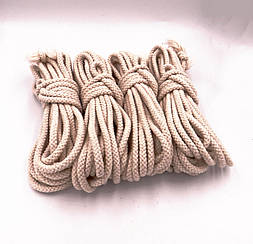 БДСМ набір, Мотузки для бондажу молочна, бавовна, 4х8м. 6мм