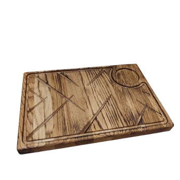 Дубова дошка для подавання стейків з випаленням 50х30 см дошка для гриля