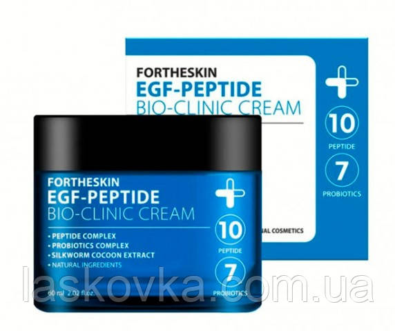 Антивіковий крем для обличчя з пептидами та пробіотиками Fortheskin EGF Peptide Bio Clinic Cream, 60 мл, фото 1