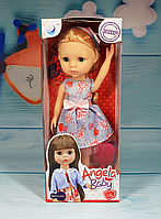 Лялька шарнірна Angela Baby 28см, сукня з бантом, з гребінцем