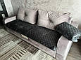 Набір накидок на диван дивандеки комплект, покривало на диван велюрове щільне Пісочний, фото 10