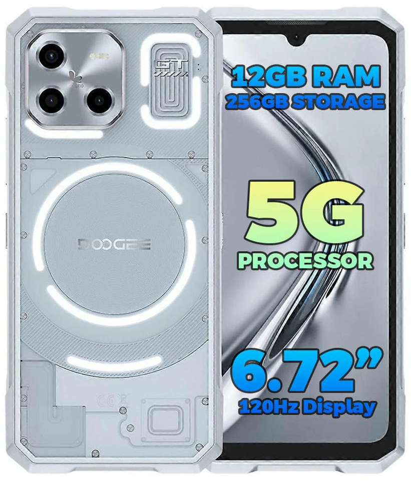 Смартфон DOOGEE Blade GT Silver 12/256Gb 5500mAh Dimensity 7050 5G NFC IP68, IP69 та MIL-STD-810H